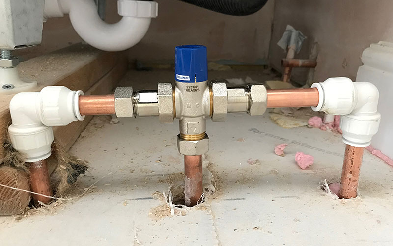 TMV valve in situ under bath